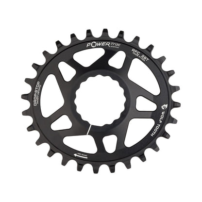 Plateau Mono Oval WOLF TOOTH ELLIPTICAL 9/10/11/12V Raceface CINCH Direct Mount Offset 6mm Noir — vue du plateau sur fond blanc