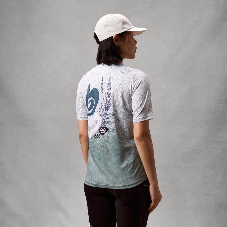 Maillot ENDURA SINGLETRACK PRINT Manches Courtes Femme Aero Blue