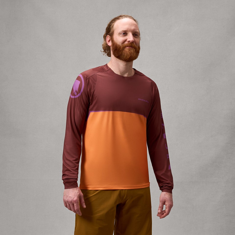 Maillot  ENDURA SINGLETRACK CORE PRINTED Manches Longues End Orange