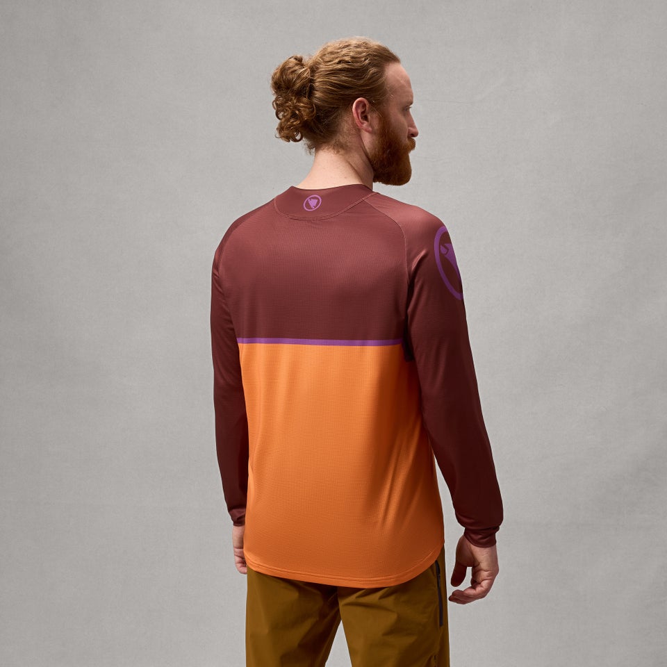 Maillot  ENDURA SINGLETRACK CORE PRINTED Manches Longues End Orange