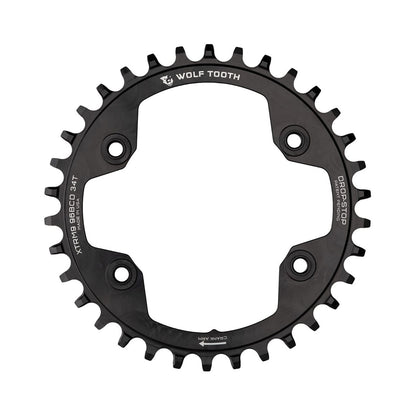 Plateau Mono WOLF TOOTH 96 BCD 9/10/11/12V Shimano XTR M9000/M9020 4 Trous 96mm Noir — vue du plateau sur fond blanc
