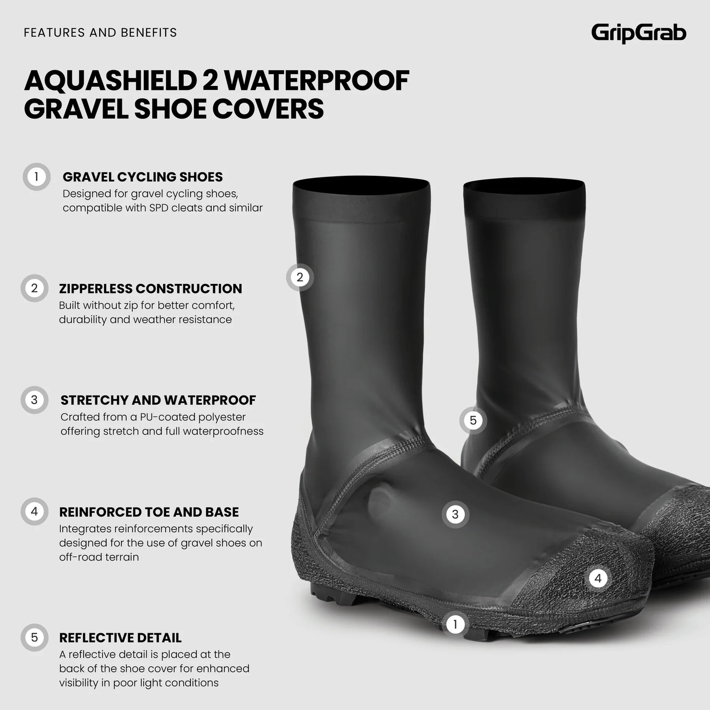 Couvre-Chaussures GRIPGRAB AQUASHIELD 2 WATERPROOF GRAVEL Noir