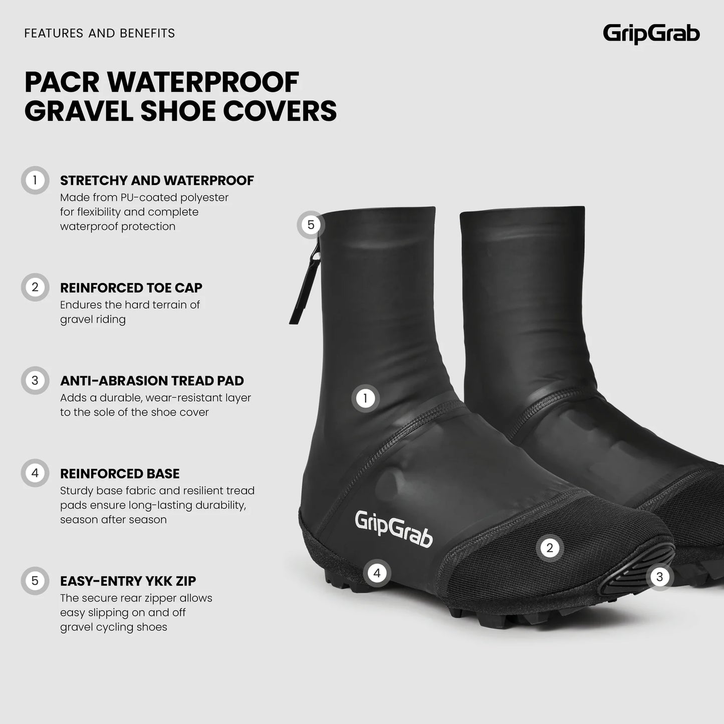 Couvre-Chaussures GRIPGRAB PACR WATERPROOF GRAVEL Noir