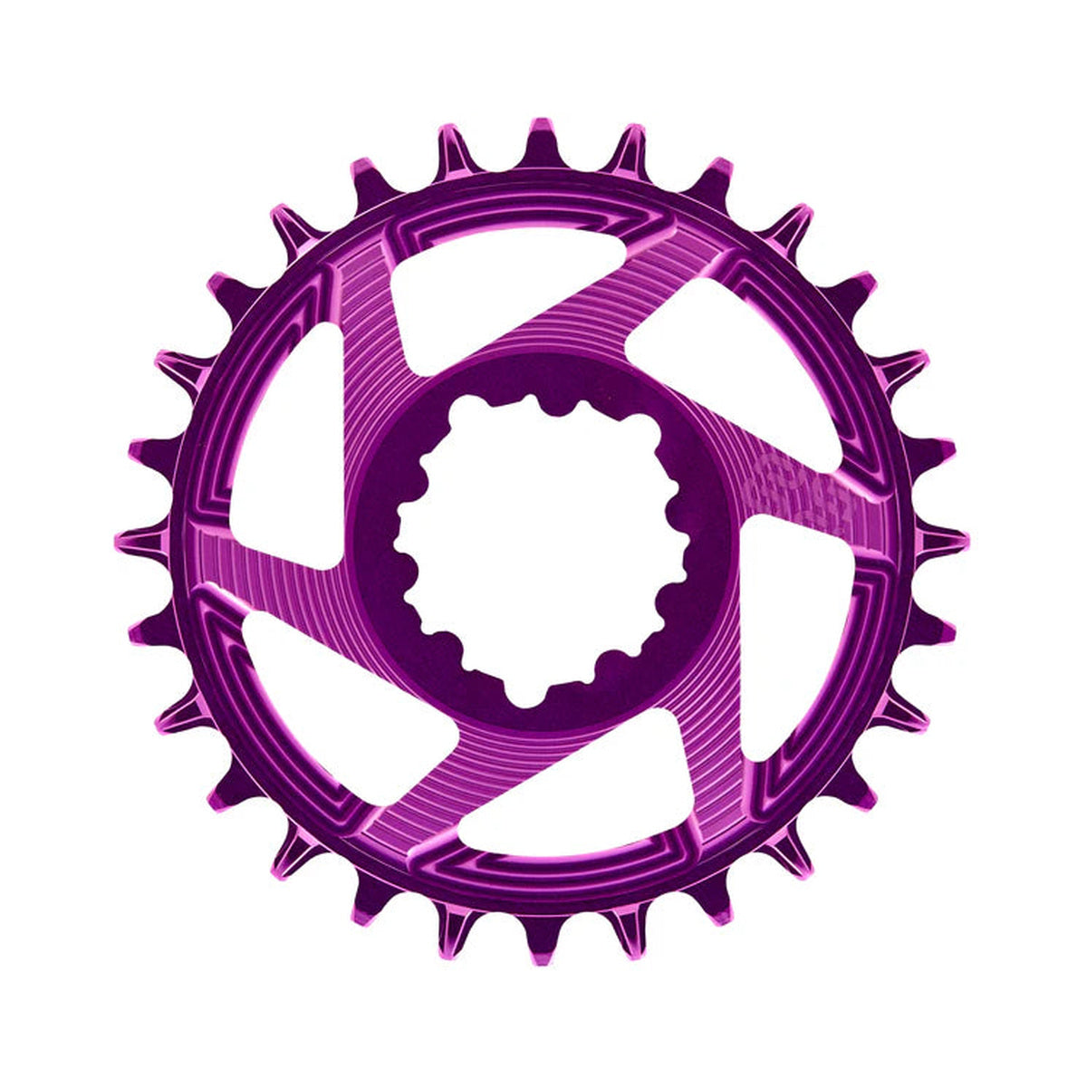 Plateau Mono E-THIRTEEN HELIX RACE 11/12V Direct Mount SRAM Boost Offset 3mm Violet — vue du plateau sur fond blanc