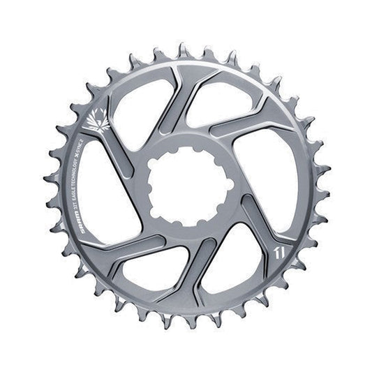 Plateau Mono SRAM X-SYNC 2 EAGLE 12V Direct Mount Offset 6mm Gris — vue du plateau sur fond blanc
