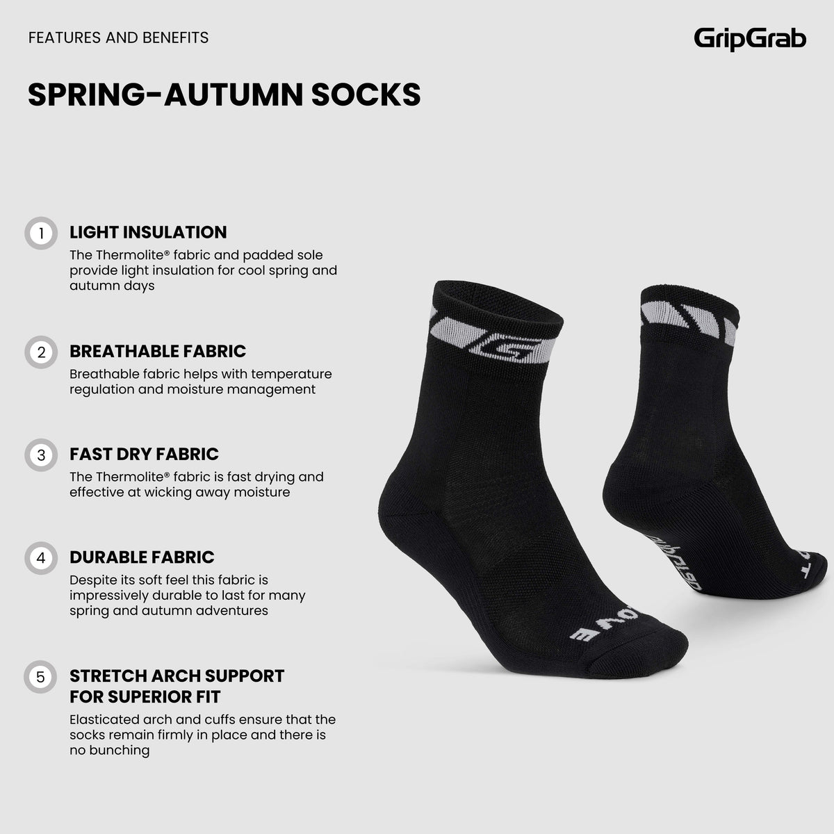 Chaussettes GRIPGRAB SPRING AUTUMN Noir