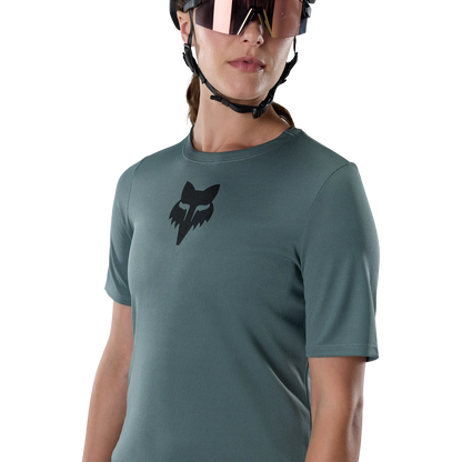 Maillot FOX RANGER HEAD Femme Manches Courtes Vert Sauge