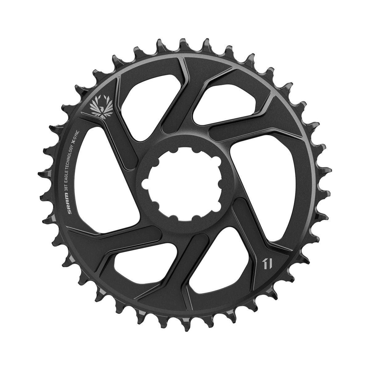 Plateau 12V SRAM X-SYNC EAGLE Aluminium Noir — vue du plateau sur fond blanc
