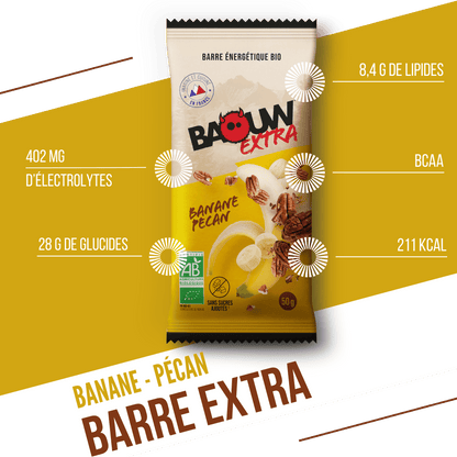 Barre Énergétique BAOUW BIO EXTRA Banane-Pécan (50g)