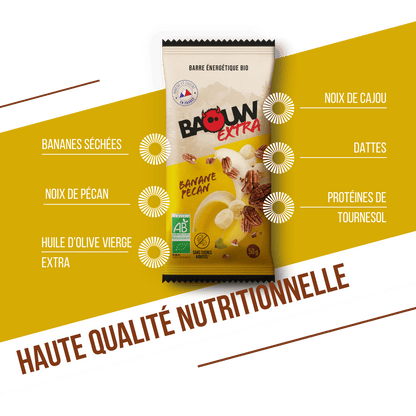 Barre Énergétique BAOUW BIO EXTRA Banane-Pécan (50g)
