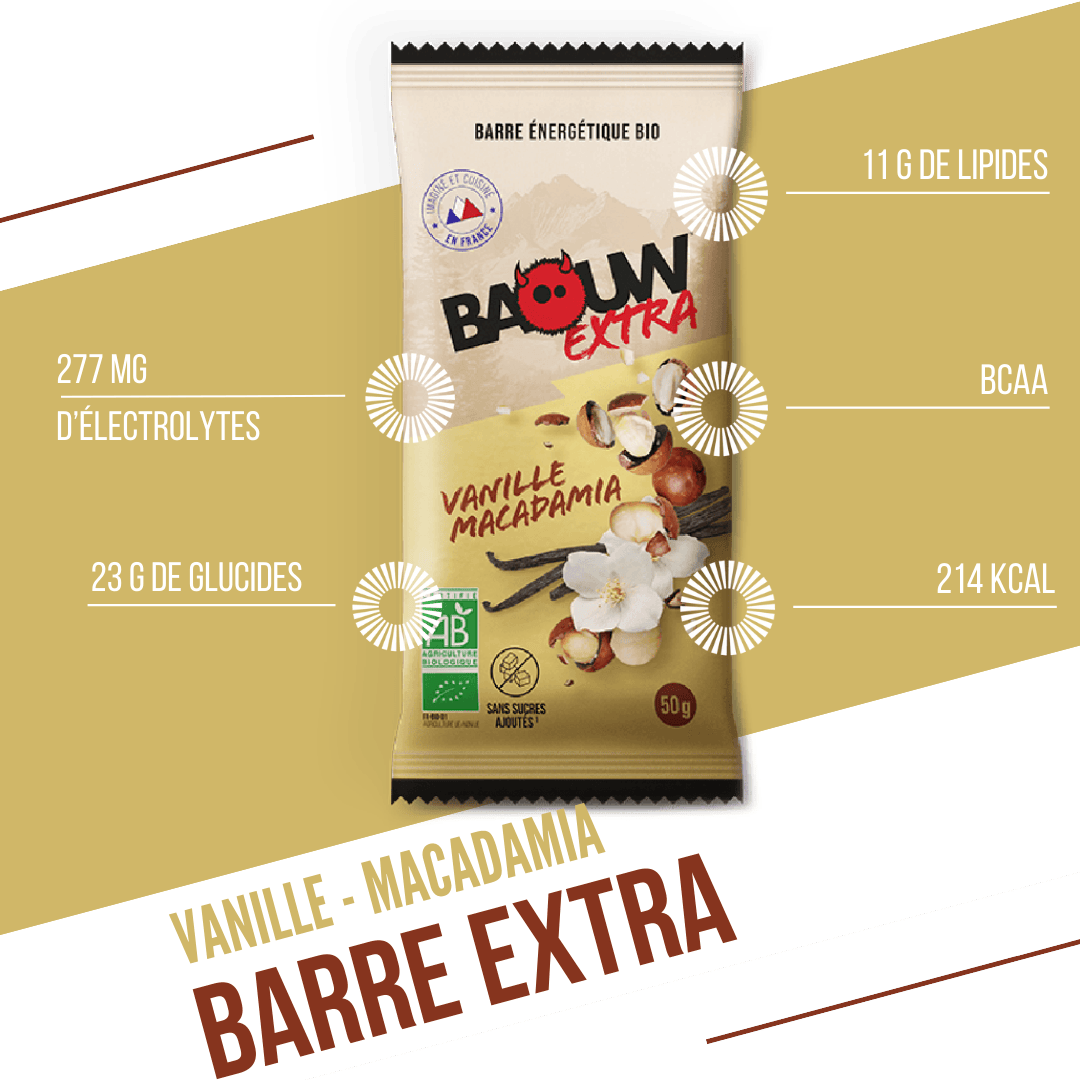Barre Énergétique BAOUW BIO EXTRA Vanille-Macadamia (50g)