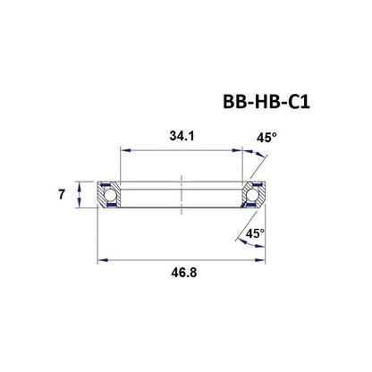 Roulement de Direction BLACK BEARING C1 1-1/4" 45/45° (34,1 x 46,8 x 7 mm)