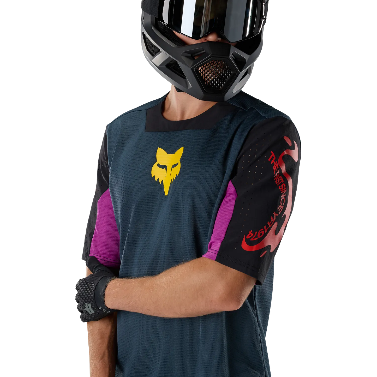 Maillot FOX DEFEND CREATION Manches Courtes Bleu