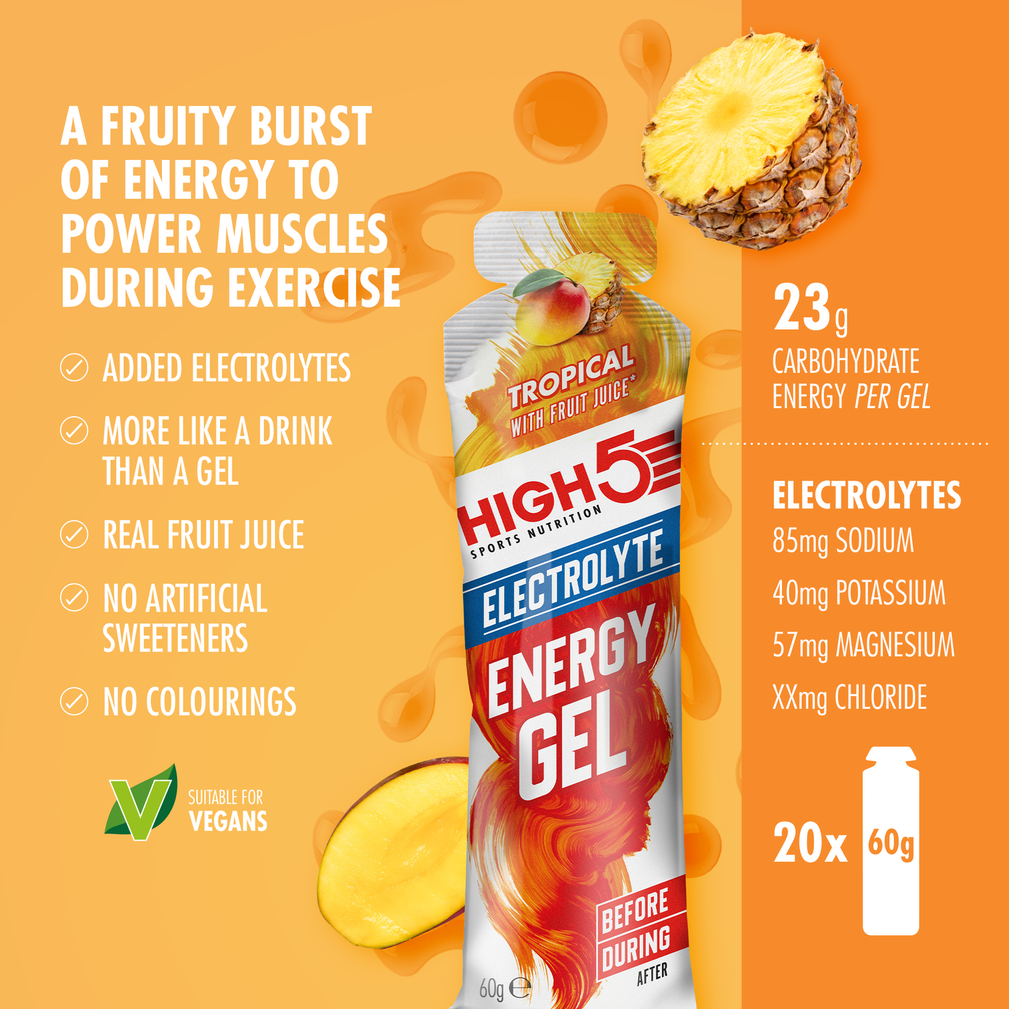 Gel Énergétique HIGH5 ENERGY ELECTROLYTE (60g) Tropical