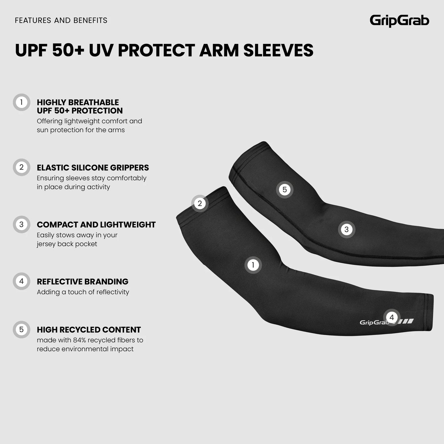 Manchettes GRIPGRAB UPF 50+ UV PROTECT Blanc