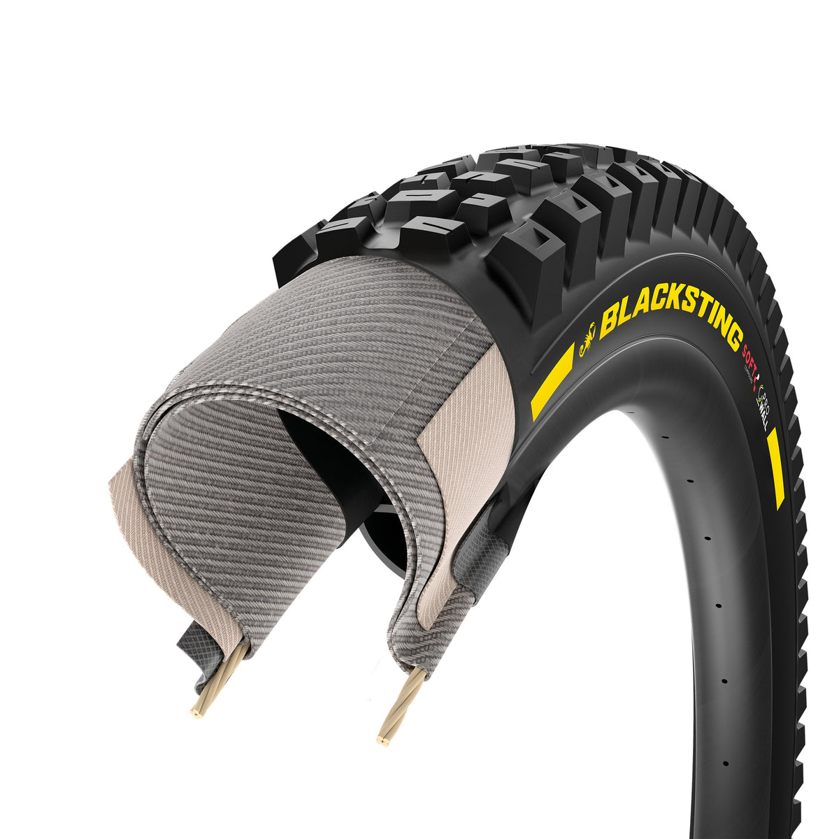 Pneu PIRELLI SCORPION BLACK STING 27.5x2.40 Soft ProWall Tubeless Ready Souple Noir/Jaune Team Edition