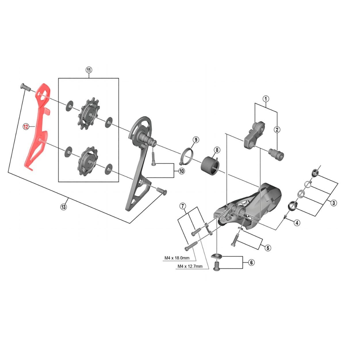 Chape de Dérailleur Arrière Interne Courte SHIMANO ULTEGRA RD-R8000-SS #Y3E906000