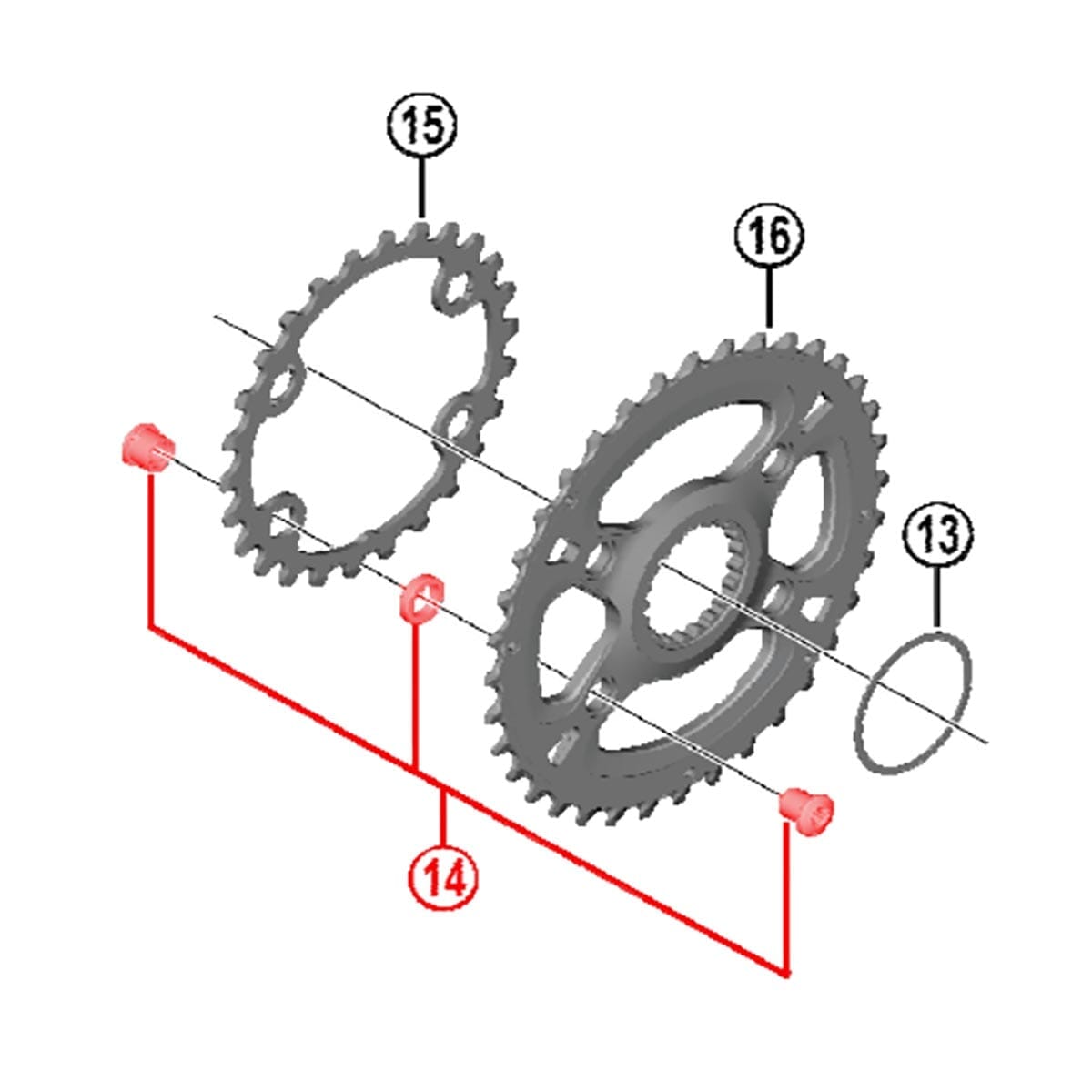 Kit 4 Vis et Cheminées pour Pédalier Double SHIMANO XT FC-M8100-2 #Y0J898020 Noir