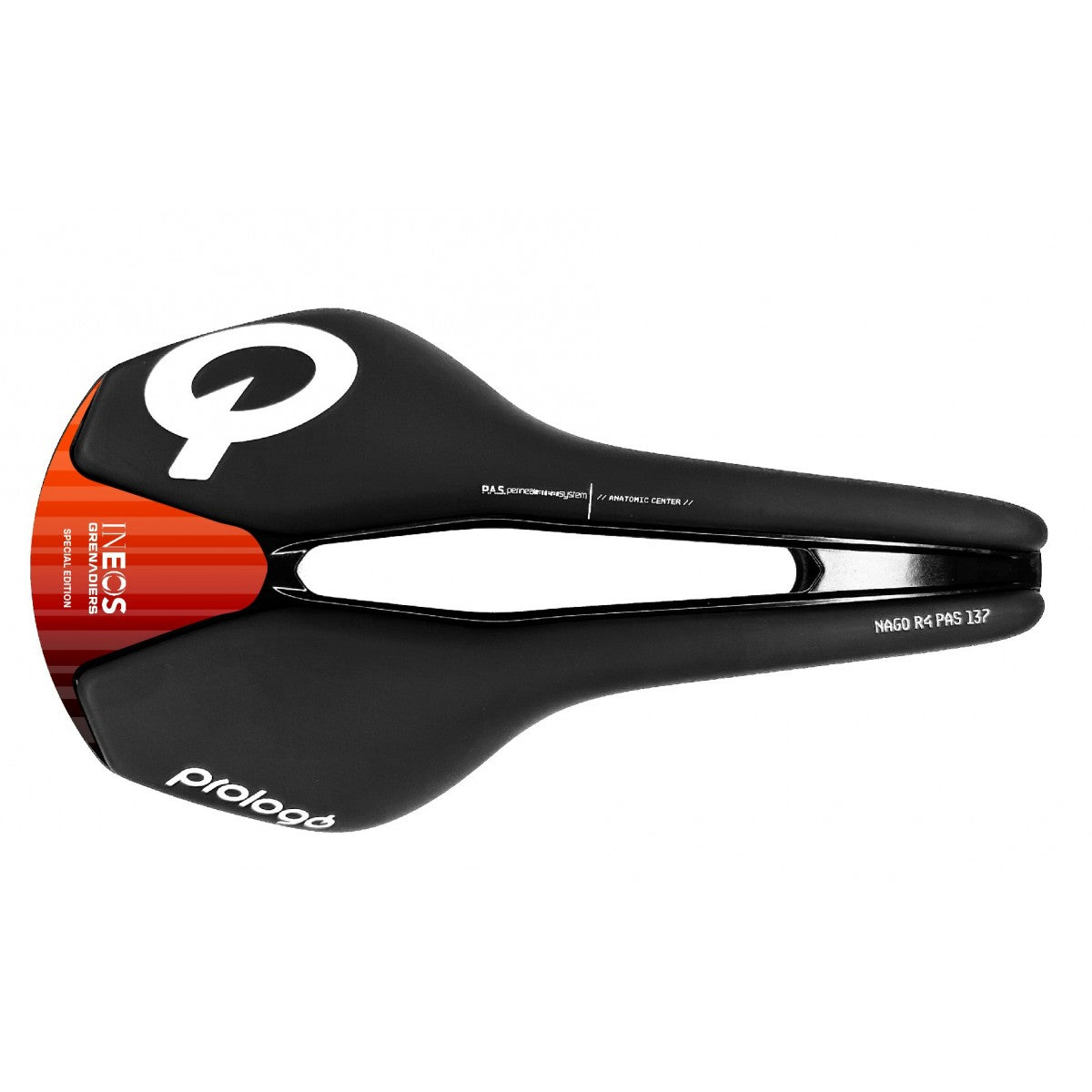 Selle PROLOGO NAGO R4 PAS Largeur 147mm Rails Tirox INEOS Noir/Rouge