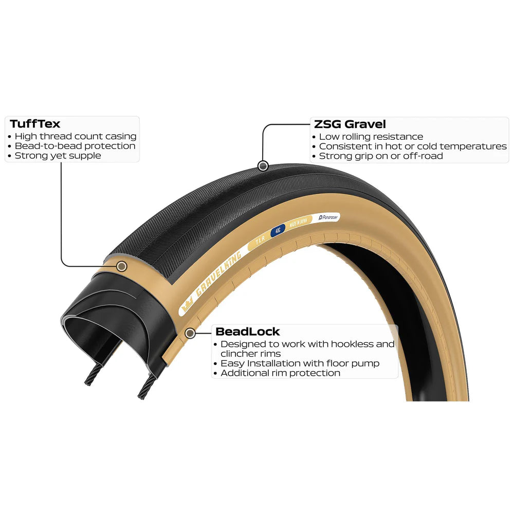 Pneu PANARACER GRAVELKING SLICK TLR 700x35c Tubeless Ready Beige