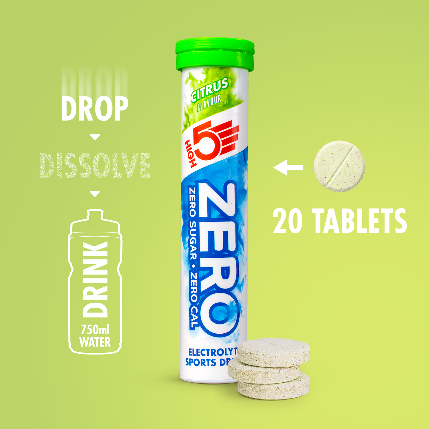 Pastilles d'Hydratation Electrolytes HIGH5 ZERO (x20) Citron