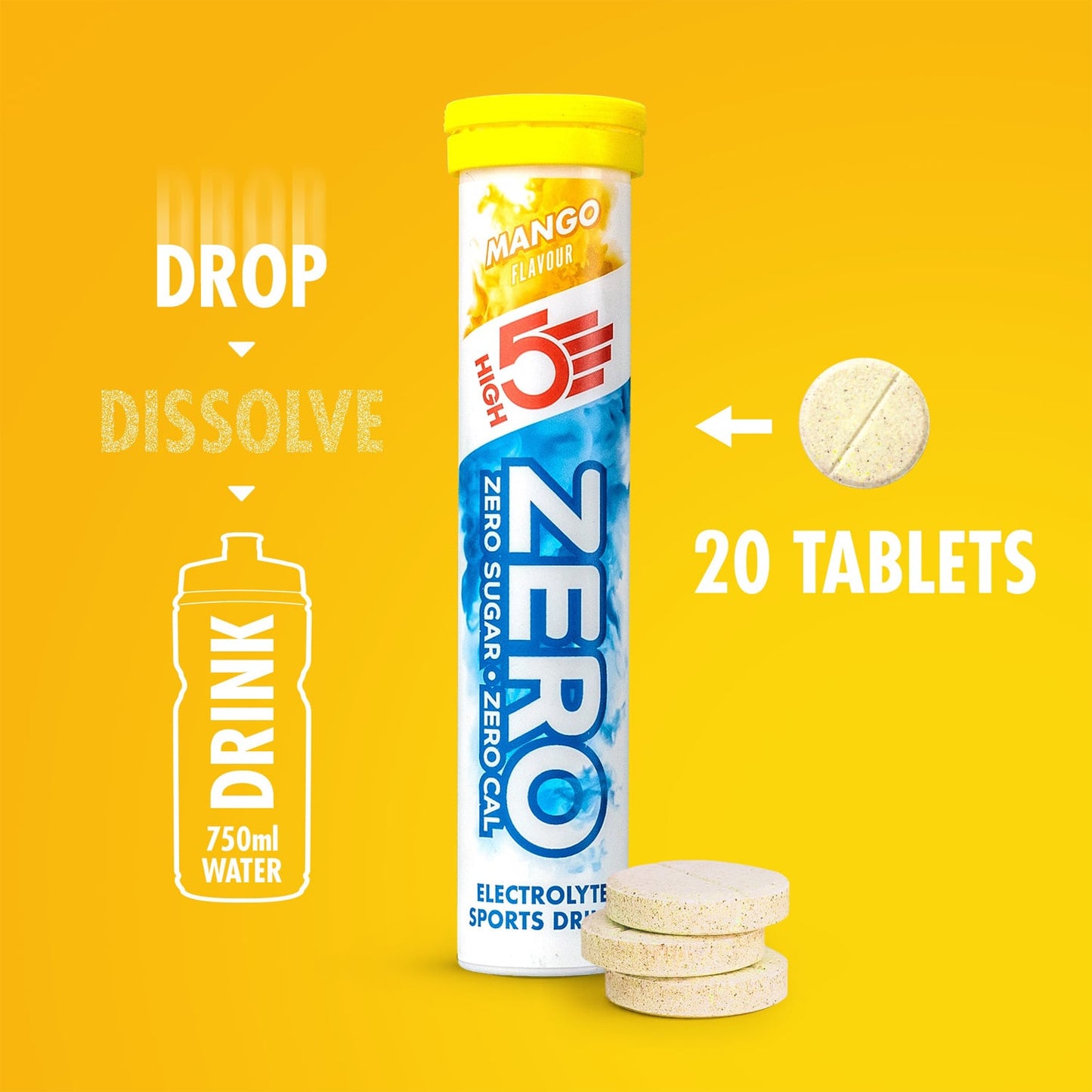 Boisson Anticrampe HIGH5 ZERO Tube de 20 Pastilles Mangue
