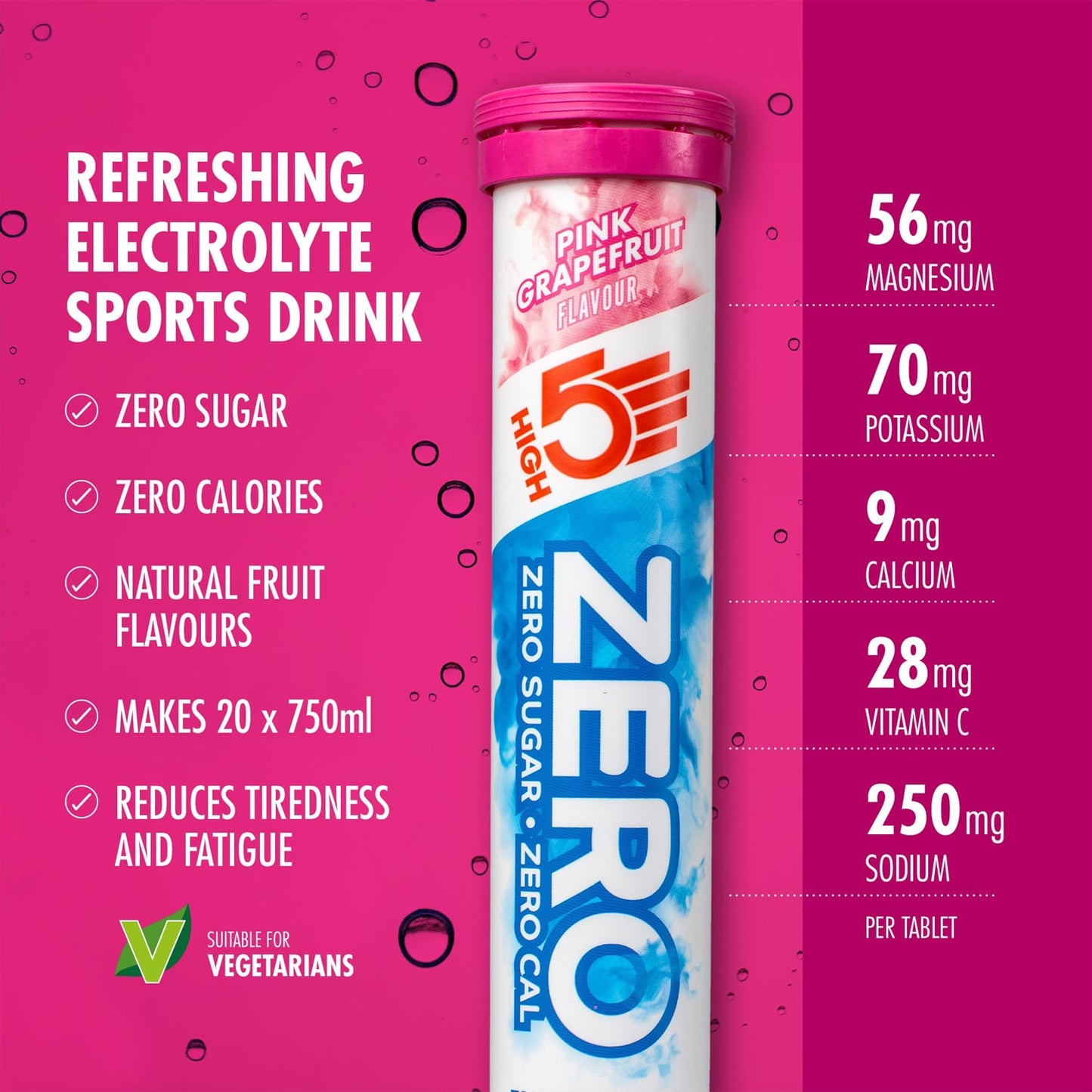 Boisson Anticrampe HIGH5 ZERO Tube de 20 Pastilles Pamplemousse