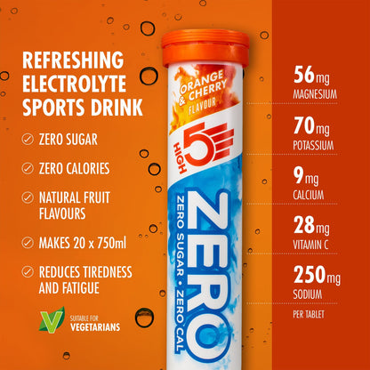 Pastilles d'Hydratation Electrolytes HIGH5 ZERO (x20) Orange et Cerise