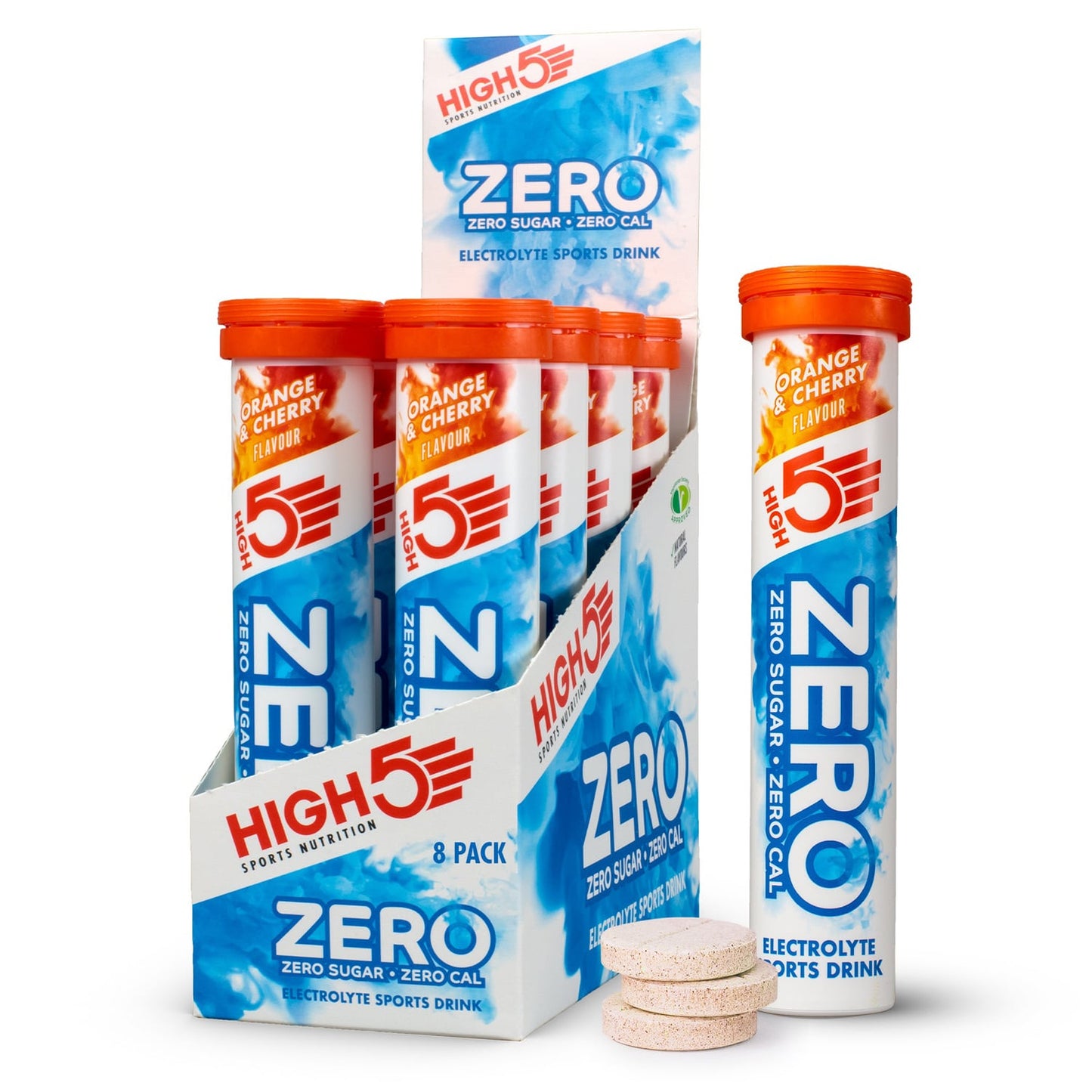 Boisson Anticrampe HIGH5 ZERO Tube de 20 Pastilles Orange et Cerise