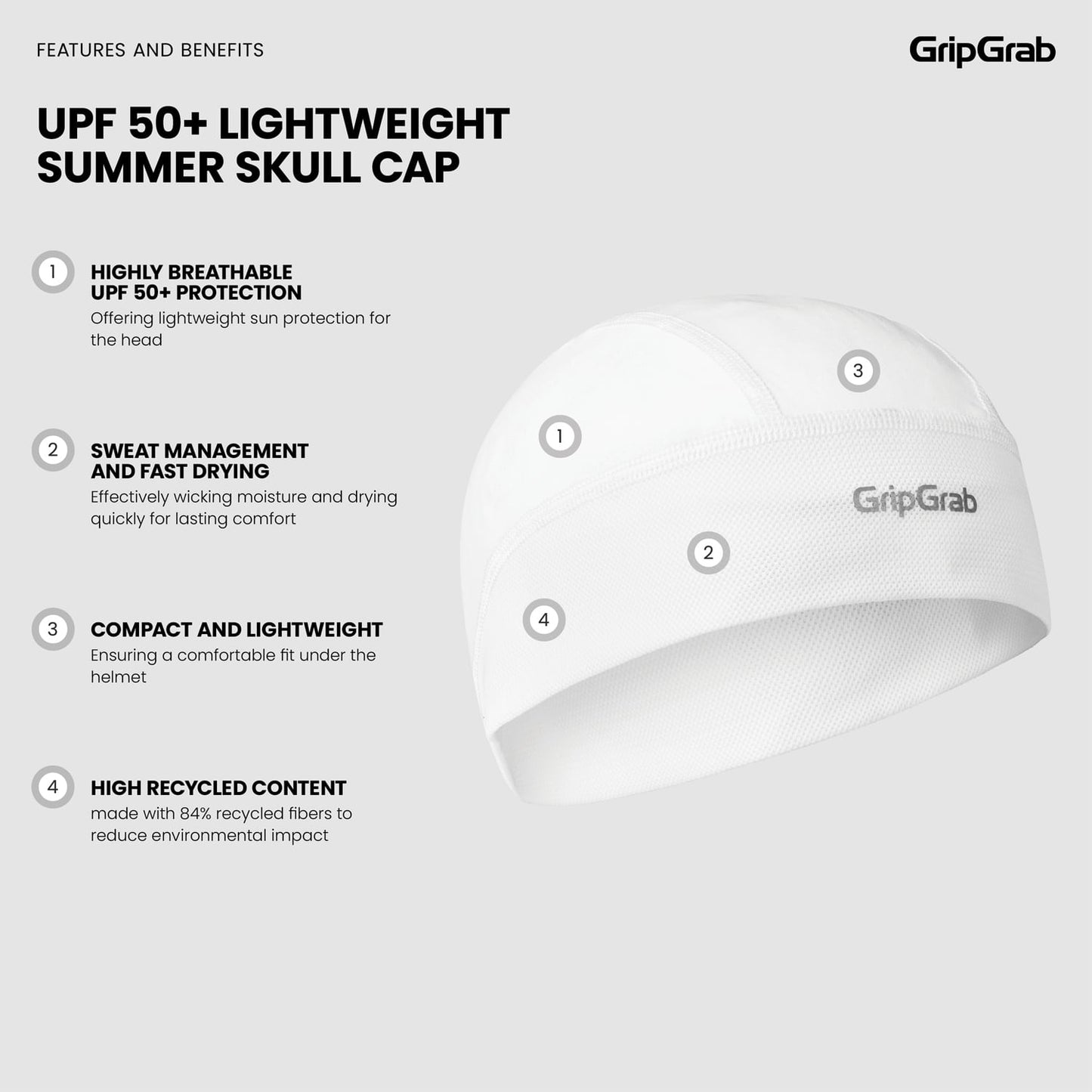 Sous Casque GRIPGRAB UPF 50+ Blanc