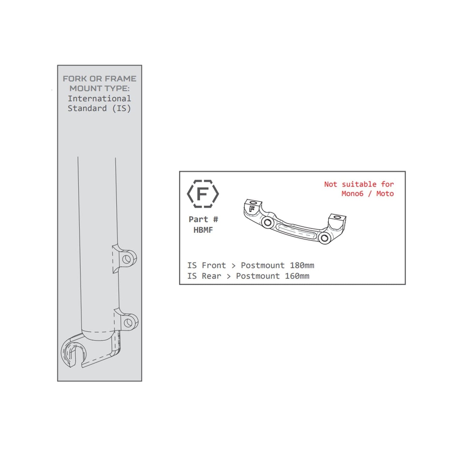 Adaptateur Étrier Avant / Arrière PM / IS HOPE (Avant 180mm / Arrière 160mm) #HBMF Noir