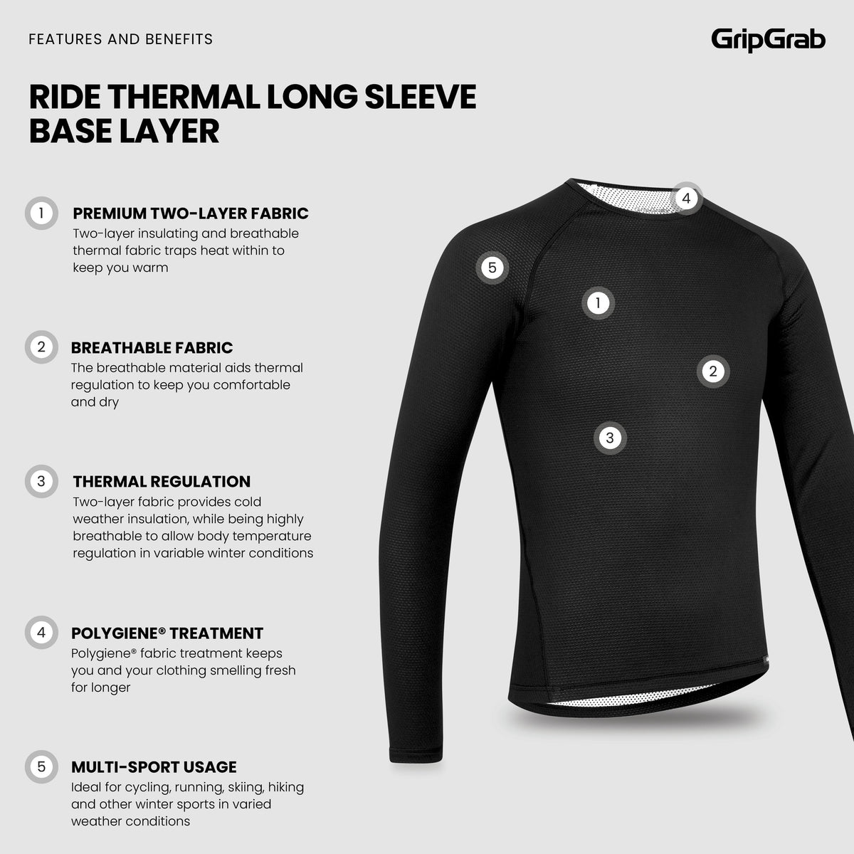 Sous-Vêtement Manches Longues GRIPGRAB RIDE THERMAL Noir