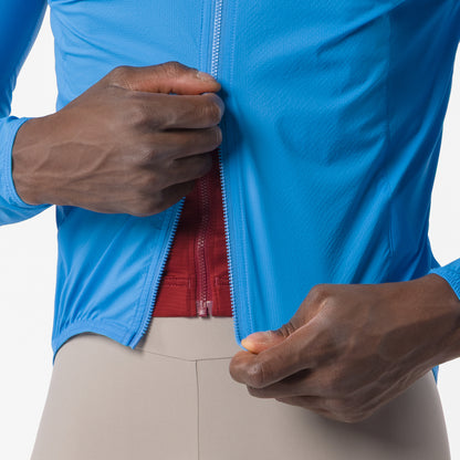 Veste CASTELLI Transition Air Bleu – détail du zip double sens