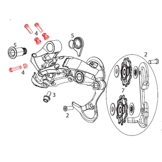 Vis de Réglage B et Butées de Dérailleur Arrière SRAM X9 Type 2 / X9 2011 (10v) #11.7515.055.000