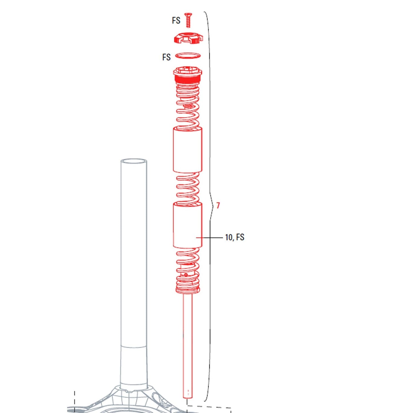 Ressort Hélicoïdal pour Fourches ROCKSHOX XC30  26" 100 mm Type A1-A3/ 30 Silver A1-A2