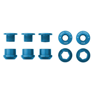 Kit 5 Vis et Ecrous Cheminés M8x6 mm WOLF TOOTH 1X Bleu