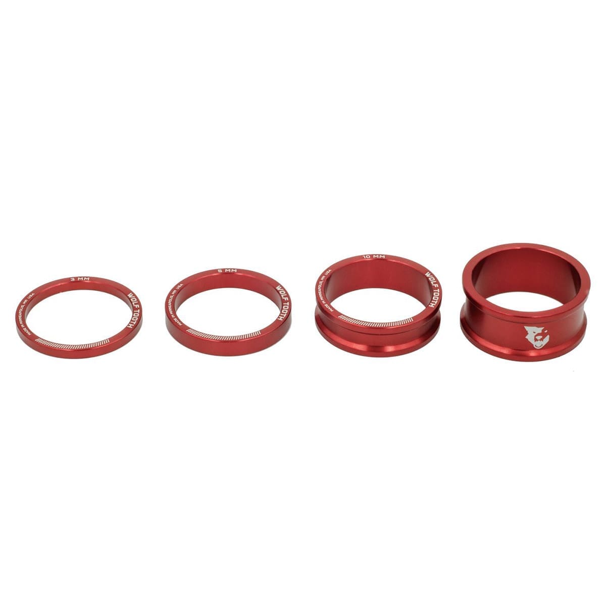 Kit d'Entretoises de Direction WOLF TOOTH Aluminium 4 pièces 1"1/8 Rouge