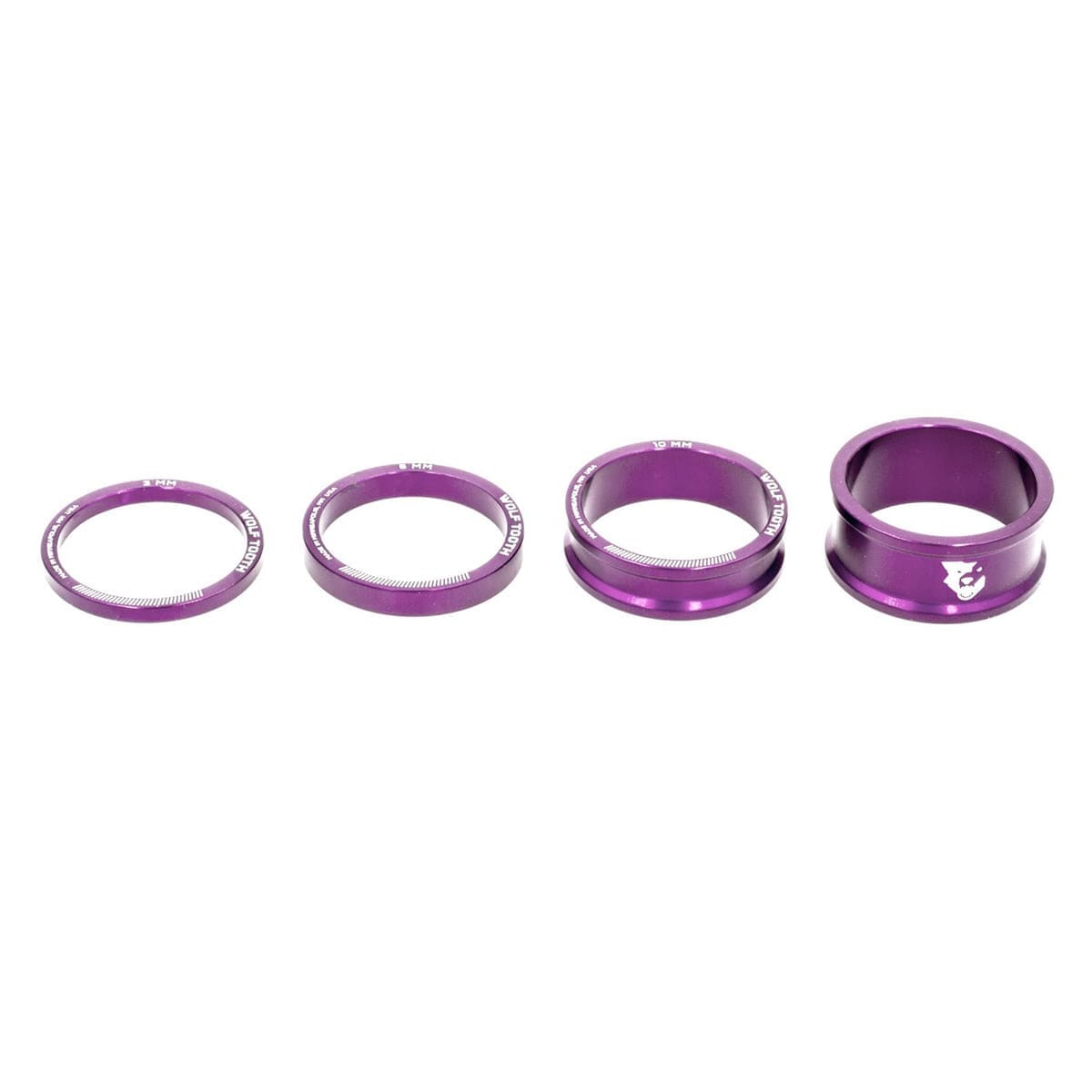 Kit d'Entretoises de Direction WOLF TOOTH Aluminium 4 pièces 1"1/8 Violet