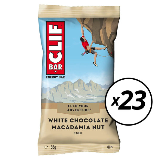 23 Barres Énergétique CLIF BAR (68g) Chocolat Blanc Noix de Macadamia - Date Courte