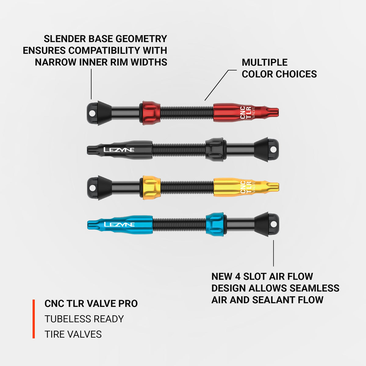Lot de 2 Valves Tubeless LEZYNE CNC PRO 60mm Noir