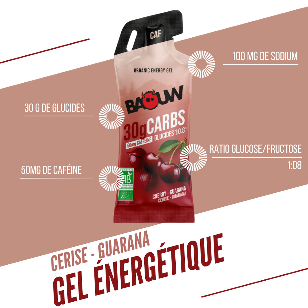 Gel Énergétique BAOUW Cerise/Guarana/Caféiné (44g)
