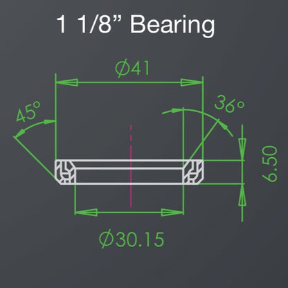 Roulement de Direction HOPE 1"1/8 36/36° (30x41x6.5mm)