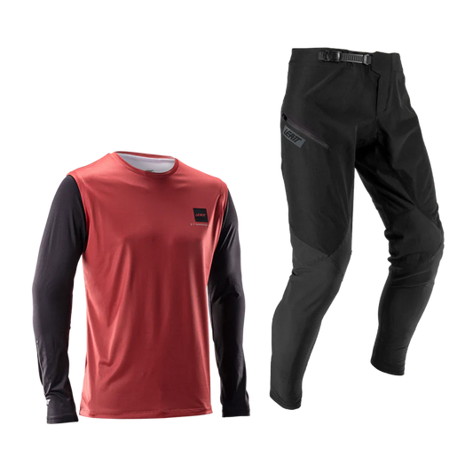 Kit Maillot + Pantalon LEATT MTB GRAVITY 1.0 Noir/Rouge