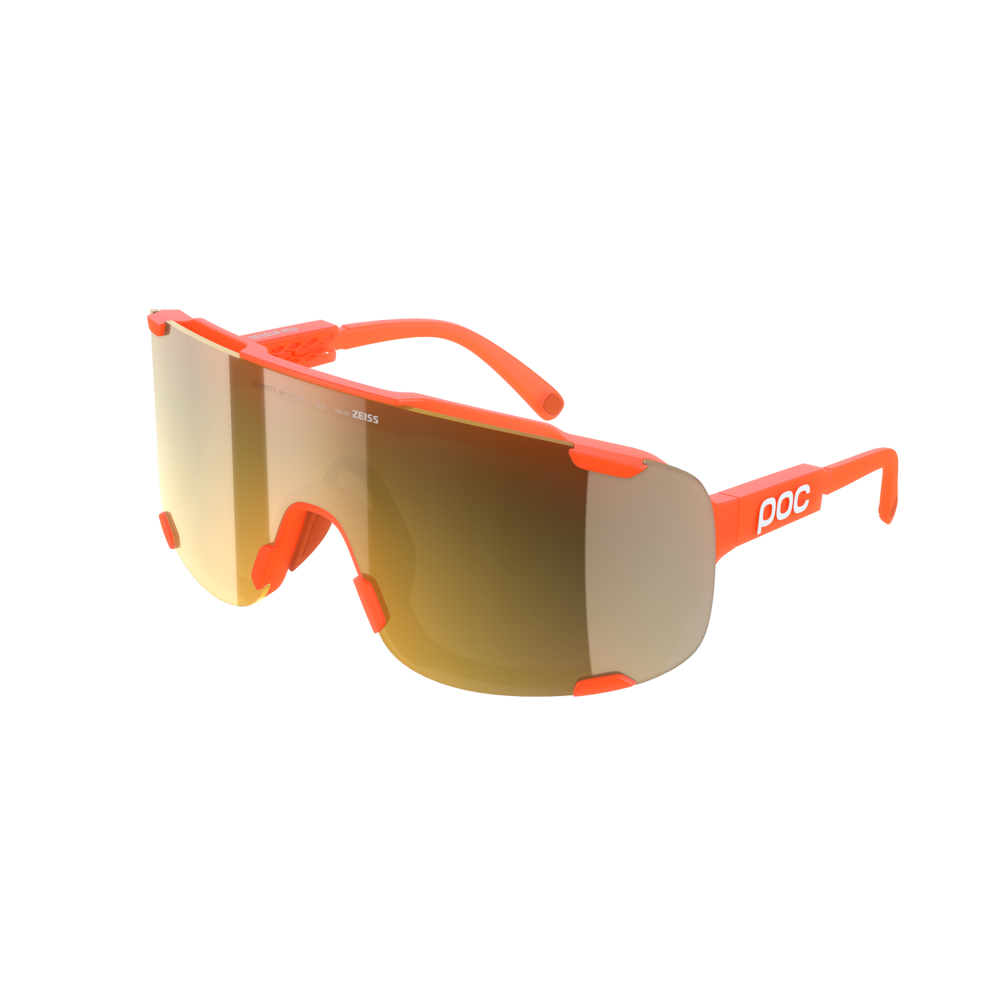 Lunettes POC DEVOUR MID Orange Fluo Translucide Verre Clarity Road Partly Sunny Gold