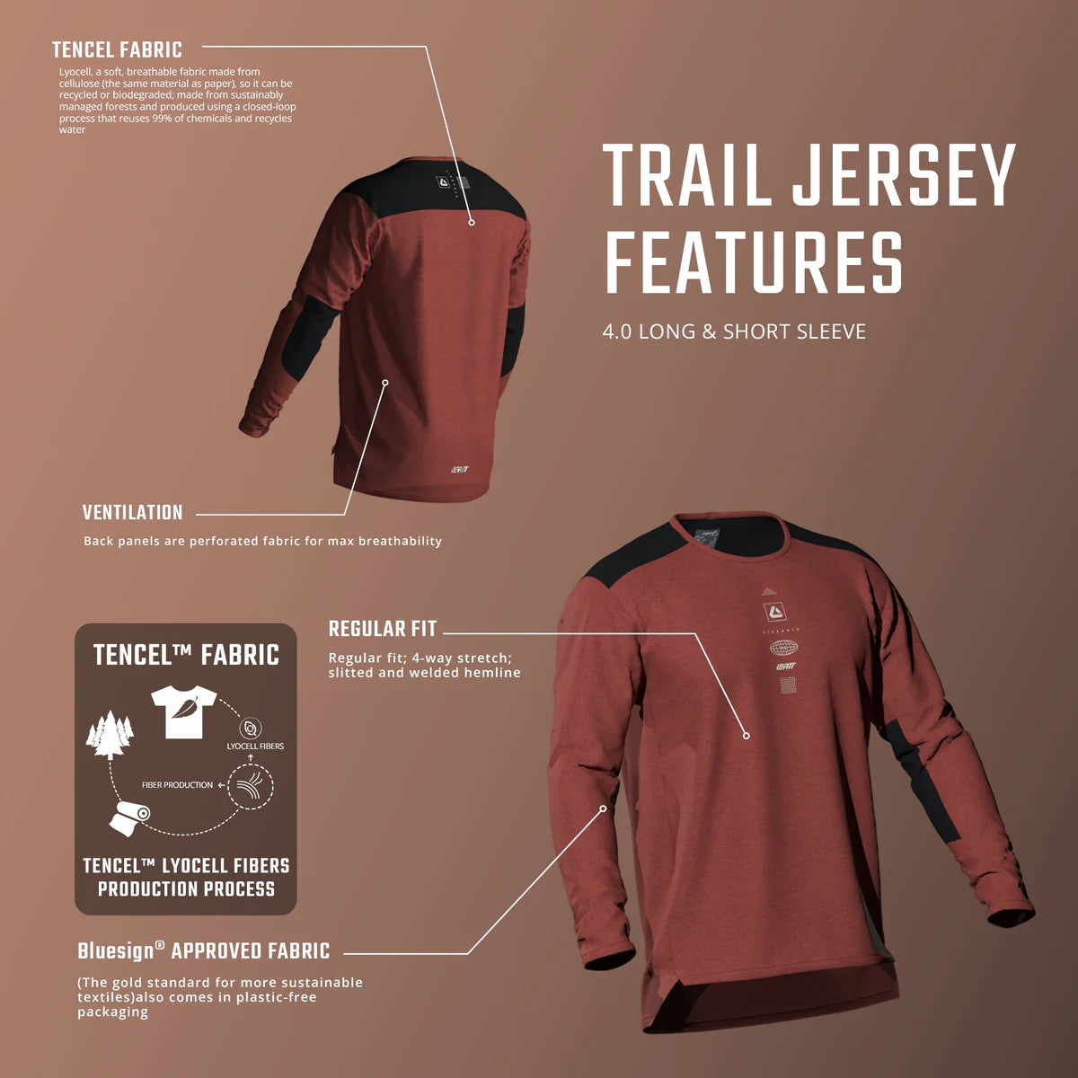 Maillot LEATT MTB TRAIL 3.0 Manches Longues Marron