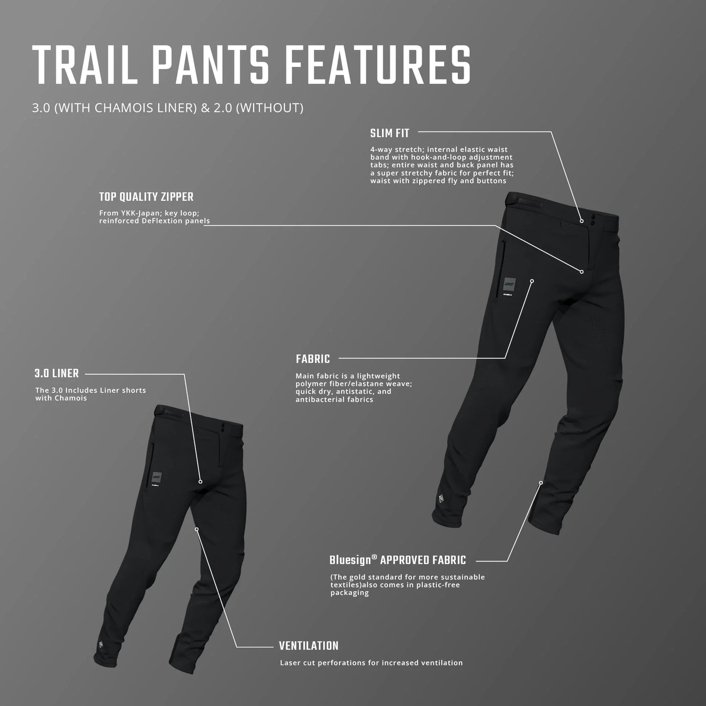 Pantalon LEATT MTB TRAIL 3.0 LINER Noir