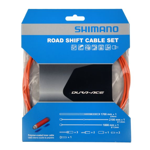 Kit de Câbles et Gaines de Dérailleur SHIMANO DURA-ACE 9000 Polymère Orange