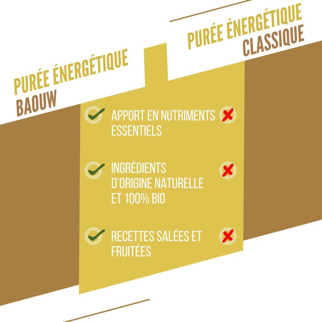 Purée Energétique BAOUW Bio Recette aux Fruits Poire/Pomme/Menthe (90g)