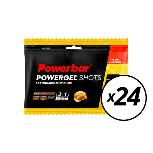 24 Paquets de Bonbons POWERBAR POWERGEL Shots (60gr) Cola - Date Courte