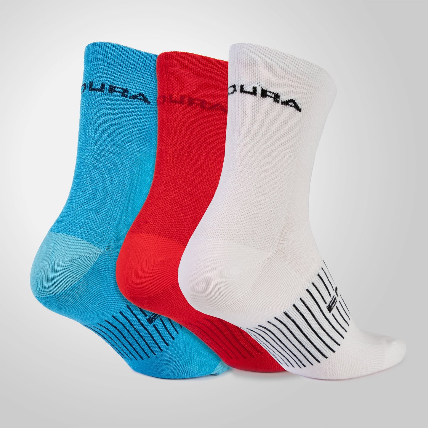 Chaussettes ENDURA COOLMAX RACE 3 Paires Blanc/Bleu/Rouge